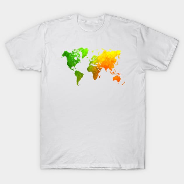 world map green yellow #map #worldmap T-Shirt by JBJart